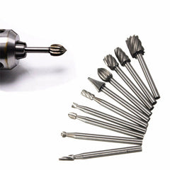 10pcs 1/8 Inch Shank Milling Rotary File Burrs Set Wood Carving Rasps Router Bits Grinding Head