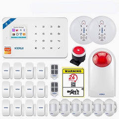 Smart WIFI GSM Security Alarm System Burglar Motion Detector Smoke Door Window Sensor Works with Alexa Home