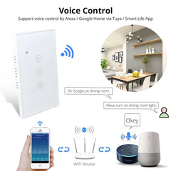 WiFi Light Switch Neutral Optional Wire 1 2 3 Gang Alexa Google Home Assistant Control 220v 240V