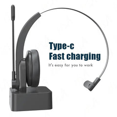 Single Ear Headset Bluetooth Headphone Noise Cancelling Head-mounted Headphone with Microphone for Cell Phones PC Tablet