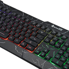 4-in-1 Keyboard Mouse Headset Mouse Pad Set USB Wired 104 Keys Cracked Keyboard Mouse Over-Ear Headset Mouse Pad Combo Set