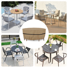 Round Outdoor Furniture Cover Waterproof Patio Furniture Cover Tear-Resistant Durable Windproof Dustproof Outdoor Cover