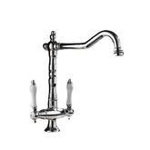 Dual Handle Kitchen Faucet Deck Mounted Single Hole Hot Cold Water Mixer Crane Kitchen Sink Faucets Chrome