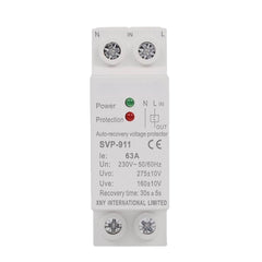 Automatic Recovery Under Voltage Over Voltage Protector Relay Breaker Protective Device,230V AC 63A