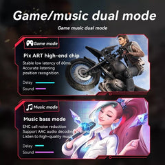 Bluetooth V5.1 Wireless Earphone Neckband 60MS Low Latency Headphone Sport Headset Noise Cancelling Micophone with RGB Color Light