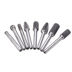 8Pcs 6mm Shank Tungsten Steel Rotary File Set Grinding Head Rasp Burrs Abrasive Tool
