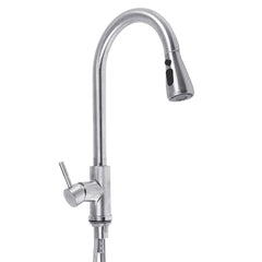 Kitchen Pull-Out Faucet Tap Mixer Spout Finish Brushed Swivel Spray 360
