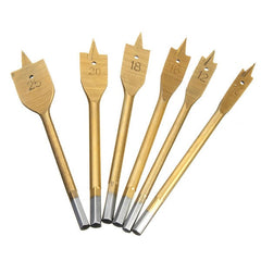 6Pcs 10-25mm Flat Wood Drill Bit Set 1/4 Inch Shank HSS Bits Titanium Coated