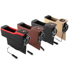 Car Seat Gap Storage Box Multifunctional Left/ Right USB Charging Leather