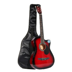 38 Inch Wooden Angled Acoustic Guitar 6 Color Folk Guitar with Storage Bag Gift for Beginner