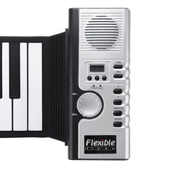61 Keys Foldable Portable Roll Up Electronic Piano 128 Tones Headphone Output with USB Power Cord