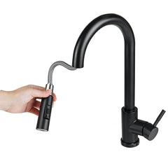 Brushed Nickel Stainless Steel Water Faucet Kitchen Sink Faucets Mixer 360 Rotation Pull Out Water Tap