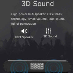 Wireless Bluetooth Speaker Double Units 3D Sound LED Display Alarm Clock FM Radio Soundbar Desktop Speaker AUX TF Card for Phone Laptop