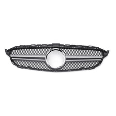 Sliver AMG Style Front Grill Mesh Grille For Mercedes Benz C Class