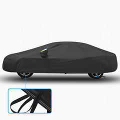 Full Car Cover Waterproof All Weather Outdoor UV Protection Windproof Black L/XL For Sedan