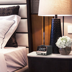 Radio Clock Double USB Chaging Port Bluetooth Alarm Clock Digital Display Mirror Alarm Clock