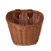 Kids Children's Rattan Bicycle Bike Front Basket Leather Strap Shopping Storage Case Kids Bike DIY Accessories