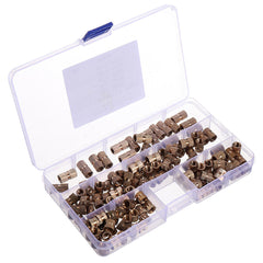 140Pcs M6 Knurled Brass Round Female Thread Knurled Nuts Round Insert Embedment Nut Assortment Set