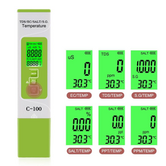 5 in 1 Temperature Meter Digital Water Quality Monitor Tester for Pools Drinking Aquariums