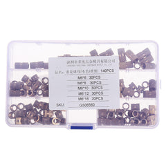 140Pcs M6 Knurled Brass Round Female Thread Knurled Nuts Round Insert Embedment Nut Assortment Set