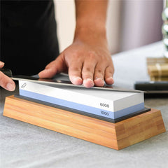2 In 1 1000/6000 Grit Knife Sharpener Whetstone Sharpening Stones Grinding Stone System Water Stone Honing Kitchen Tool
