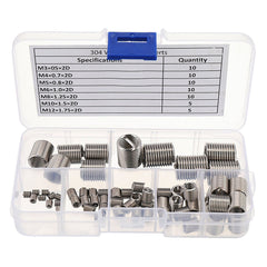 60PCS/set M3-M12 Thread Insert Set Stainless Steel Screw Thread Repair Insert Kit Wire Screw Sleeve Set