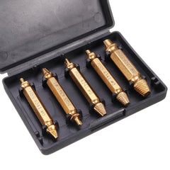 5Pcs Golden Damaged Screw Extractor Drill Bits Guide Set Broken Speed Out Stud Stripped Screw Remover Tool