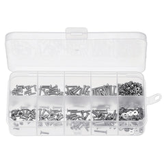 480Pcs M2 Hex Socket Button&Flat Head Screw 304 Stainless Steel Bolt Nut Assortment