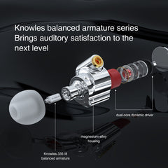 Knowles BA DD Drive In Ear Earphone Earphone Metal Earphone Earbud With MMCX Silver-plated Cable M10 V90 VX BA5 ST1