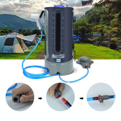 12L Camping Shower Bag Solar Heating Car Motorcycle Washer with Foot Pump Shower Nozzle for Travel Hiking Beach Swimming