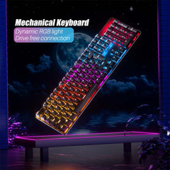 Mechanical Gaming Keyboard 104 Keys XA Profile PBT Double-shot Molding Keycaps Blue Switch RGB Backlit USB Wired Keyboard