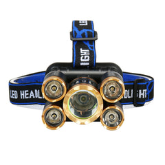 5 LEDs Ultra Bright 90 Rotatable LED Headlight Long Shoot Head Lamp For Hunting Fishing Camping Worker