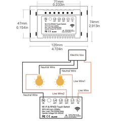US 4 Gang Smart Glass Panel Switch Smart Life/Tuya App Multi-Control Association Voice Control with Alexa Google Home