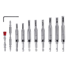 11Pcs 5/64 to 1/4 Inch Self Centering Drill Bit Hinge Tapper Core Drill Bit Set Magnetic Ring Screwdriver Bits for Adjustable Door Window