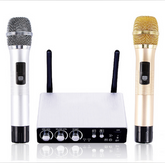 Wireless Handheld Microphone System with 2 Cordless Mics and Receiver Box Professional Live Equipment Optional 25 Channels UHF Band Wire