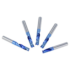 4mm Shank 1 Flute Spiral End Mill Carbide End Mill Blue Nano Coating CNC Router Bit Single Flute End Mill Milling Cutter