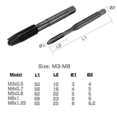 M3/M4/M5/M6/M8 HSS Nitride Coated Metric Spiral Hand Thread Screw Tap