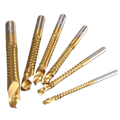 6Pcs Titanium Coated Twist Drill Bits Wood Metal Plastic Cutting Saw Bit Set