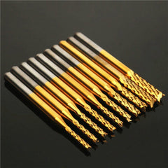 10pcs 0.8mm-3mm Carbide End Mill Engraving Bits For CNC Rotary Burrs