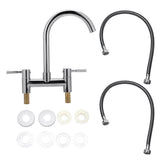 Modern Kitchen Sink Mixer Tap Chrome Monobloc Basin Twin Lever Taps Swivel 360