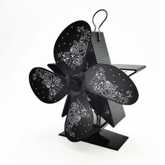 4 Blade Heat Powered Stove Fan with Magnetic Thermometer for Fireplace Heater