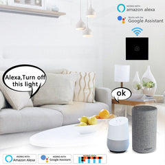 Smart Touch Switch 86 Type Smart EU Standard 1Gang Switch Work with Alexa Google Home WF-WS01 AC100-240V