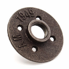 2pcs 3/4 Inch Black Malleable Iron Floor Flange Fitting Pipe NPT Antique Wall Flange Seat