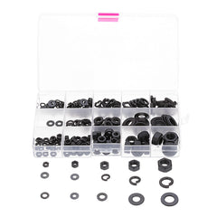 231Pcs Hex Nut Flat Washer Spring Lock Washer Carbon Steel M4/M5/M6/M8/M10 Assortment