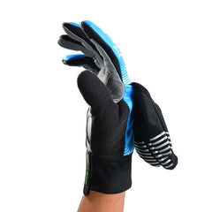 Winter Waterproof Full Finger Touch Scree Cycling Gloves with Rain Cover Stripe Style