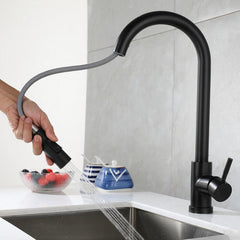 Kitchen Touch Sensor Stainless Steel Faucet Dish Basin Pull-Out Rotary Household Hot And Cold