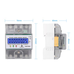 Electronic Watt Power Energy Meter 380V 80A 3 Phase 4 Wire Wattmeter kWh LCD Backlight Display With Transparent Cover