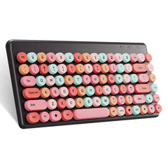 Wireless Keyboard Mouse Combo 2.4GHz Wireless 84-Keys Macaron Chocolate Round Keycaps Keyboard Office Mouse Set for Laptop PC