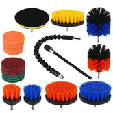 19pcs Drill Scrubber Cleaning Drill Brush Set with Sponge Extension Rod for Car Kitchen Grill Tile Toilet Bathroom