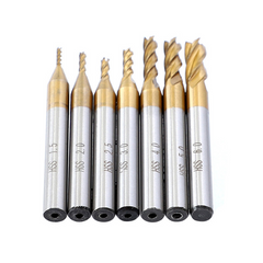 7PCS 1.5-6mm Titanium Coated HSS 4 Flute End Mill Cutter CNC Drill Bit Milling Cutter Set